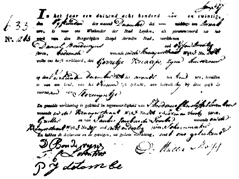 18261215 geb akte 1263 Hermijntje dv D Boudewijns - G Knaap